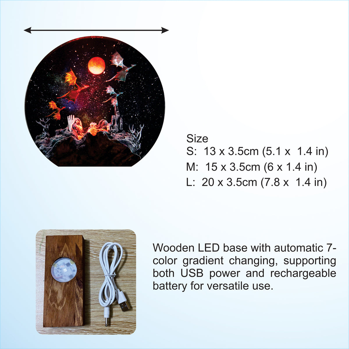 Fantasy Dragon Resin Lamp, Handmade Galaxy Diorama Night Light