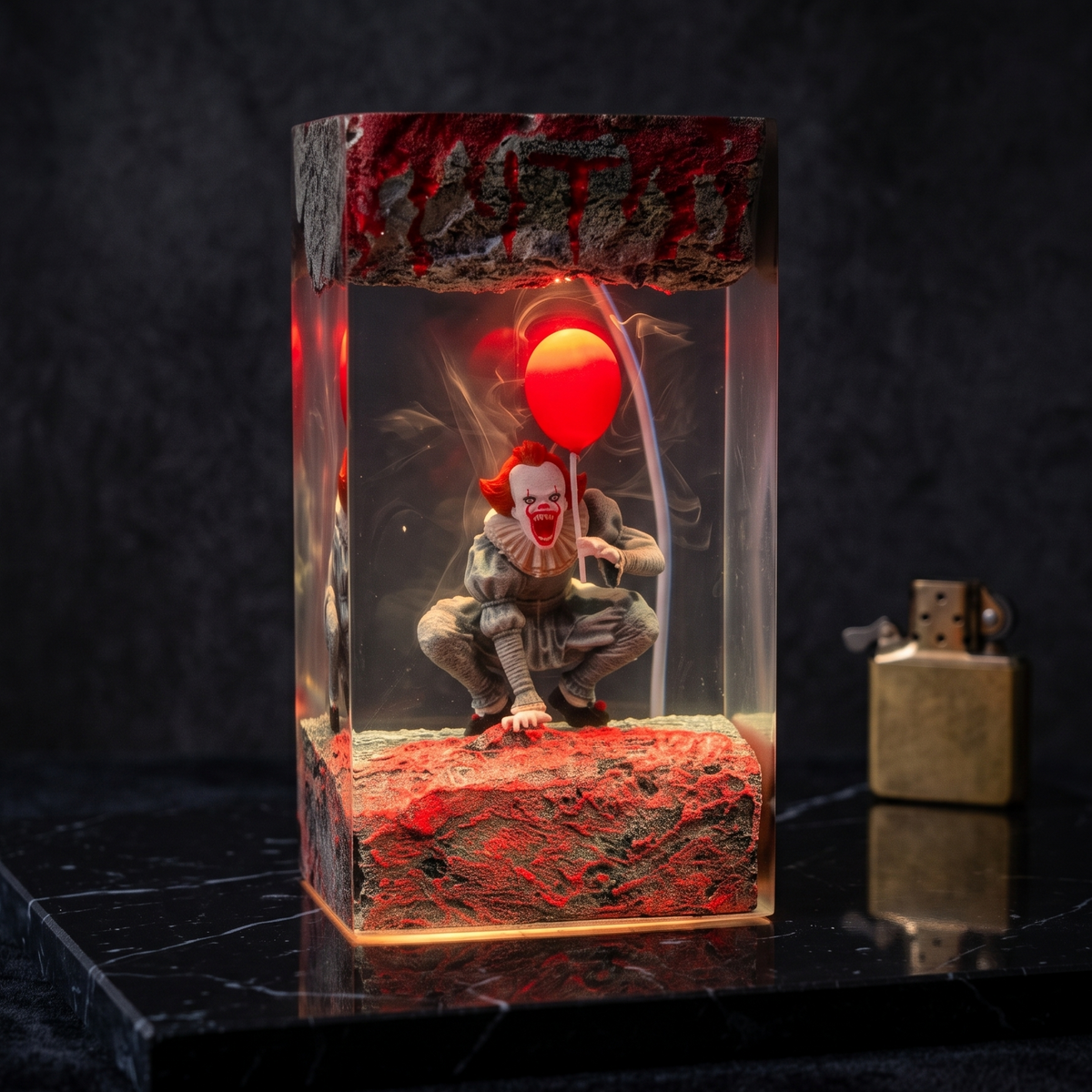 Pennywise,  epoxy lamp, desk lamp