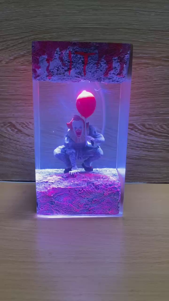 Creepy Clown Resin Lamp – Handmade Horror Night Light, halloween gift